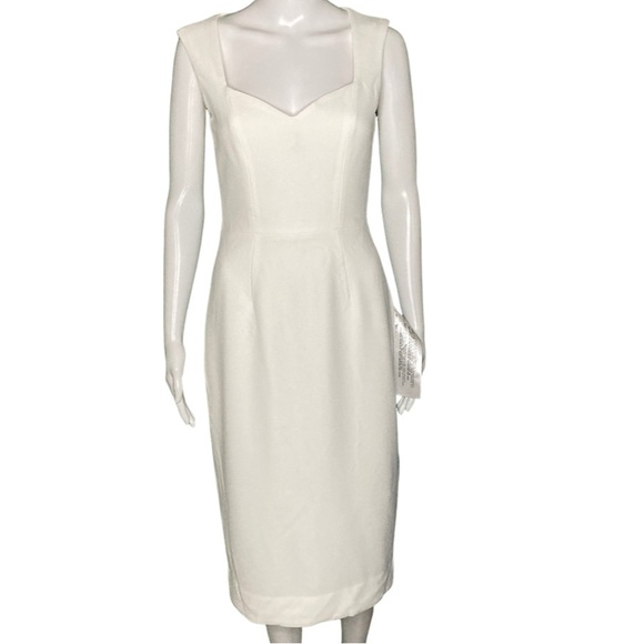 NWT Dress the Population Elle Sweetheart Neck Sheath White Midi Dress - Sz S - Picture 3 of 8